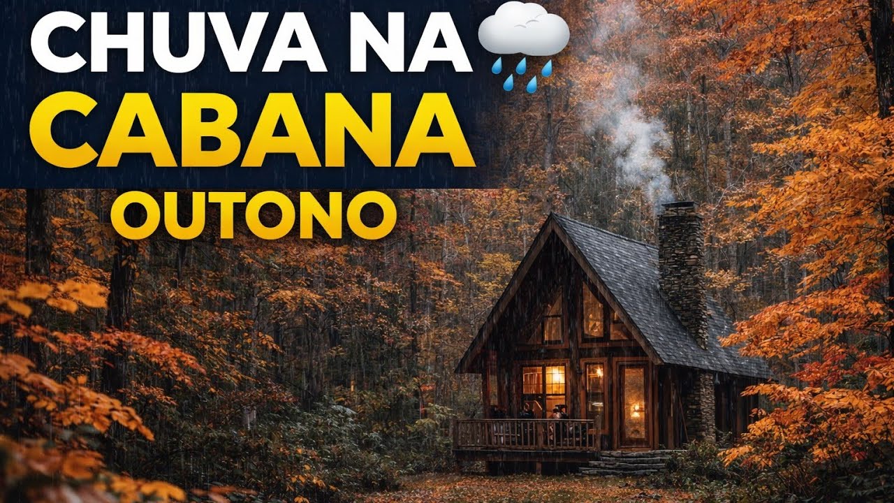 Chuva na Cabana no Outono 🍂🌧️ Som de Chuva Relaxante na Floresta para Dormir e Relaxar.