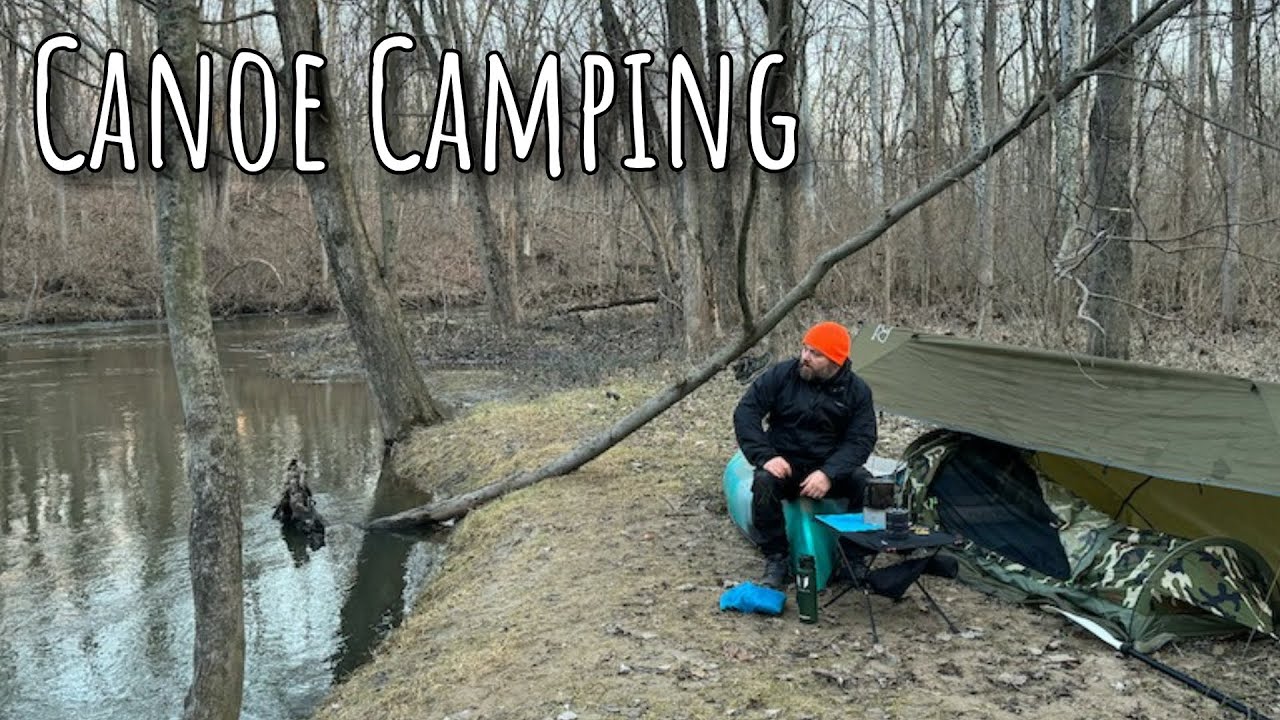 Winter Riverside Canoe Camping | Fast River | Log Jams