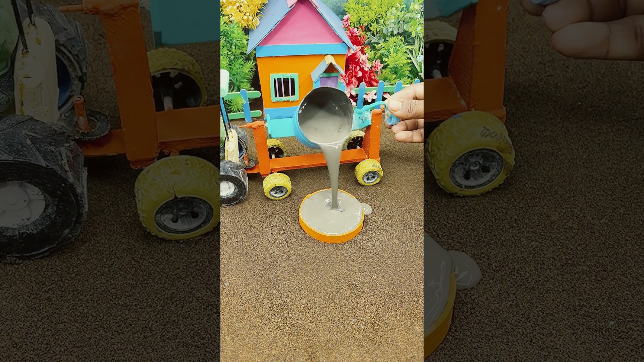 😱🔥 Amazing Mini Tractor Pillar Making Machine | Real Cement Pouring Construction #shorts