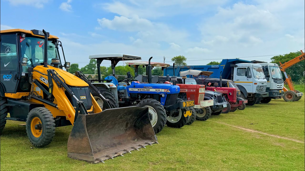 Jcb 3dx loading Mud in TATA Tippers Tractors Swaraj 855Fe New Holland 3630 Tractor newjcb Thar Truck