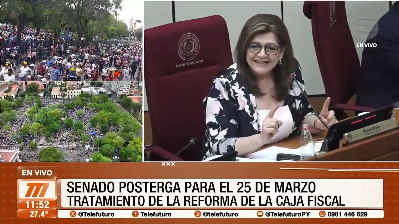 Senado posterga para el 25 de marzo, tratamiento de la reforma de la Caja Fiscal