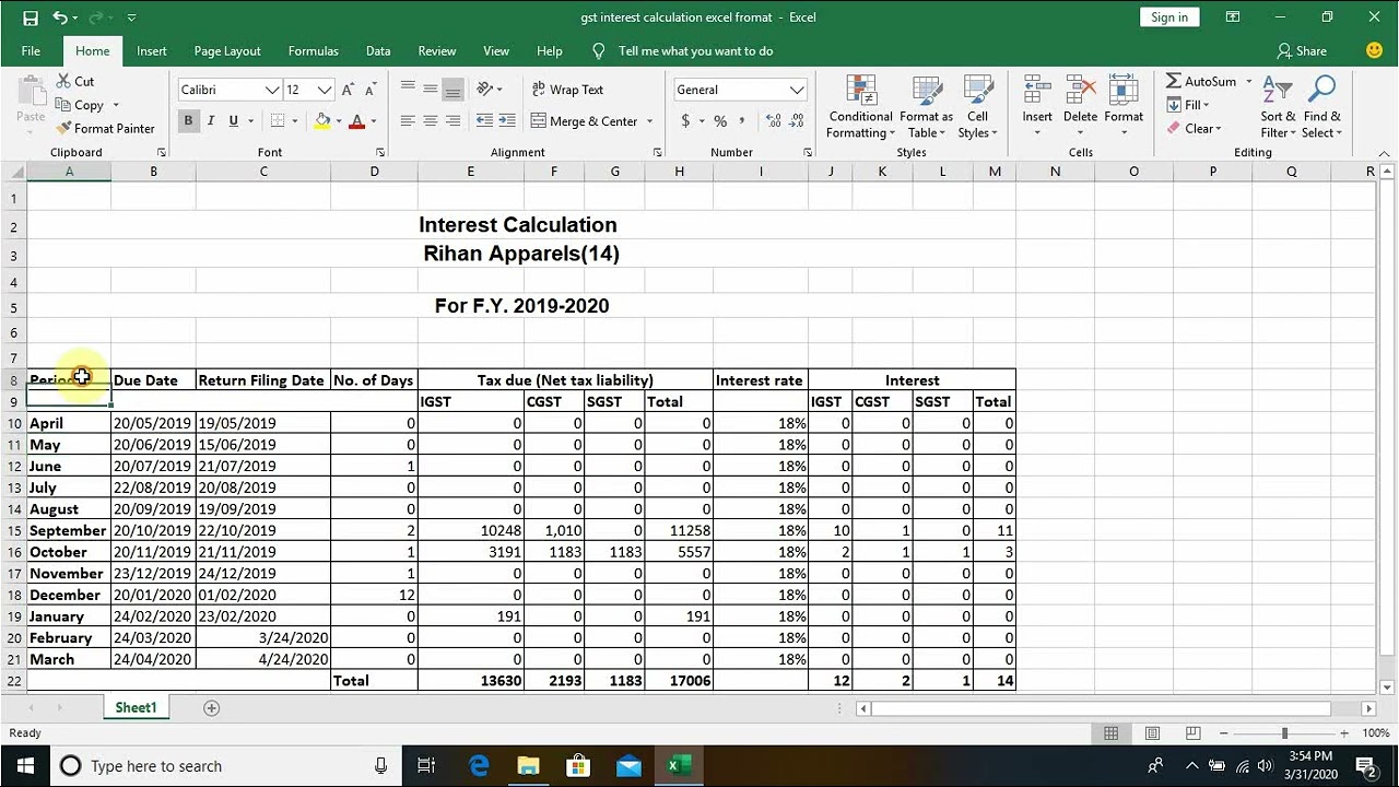 Gst interest calculation on late payment | GSTR3B LATE PAYMENT INTEREST CALCULATION
