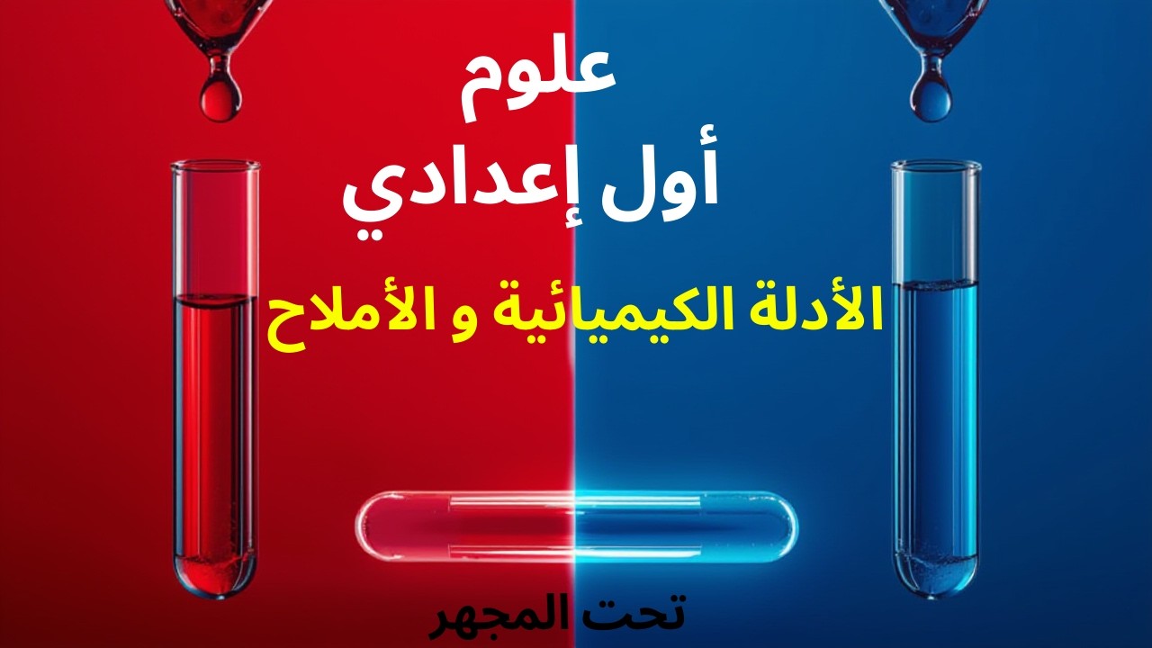 شرح سهل لدرس الأدلة الكيميائية و الأملاح من وحدة المواد الكيميائية للصف الأول الإعدادي