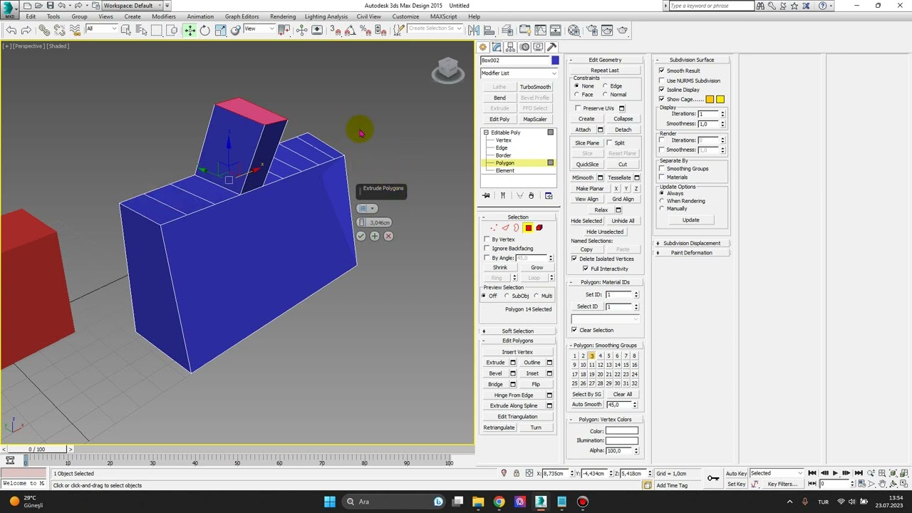 Ders35 3ds Max Polygon Poligon Modellemeye Giriş -  Şifonyer Çekmece dolabı - Symmetry - Mirror
