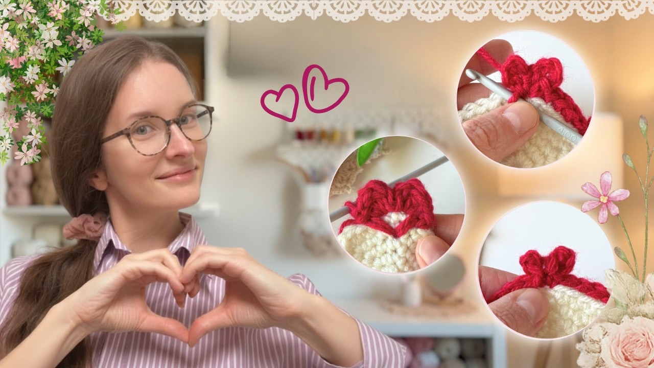 3 простых варианта окантовки крючком в виде сердечек ❤️ | Быстрые идеи для окантовки и отделки ко...