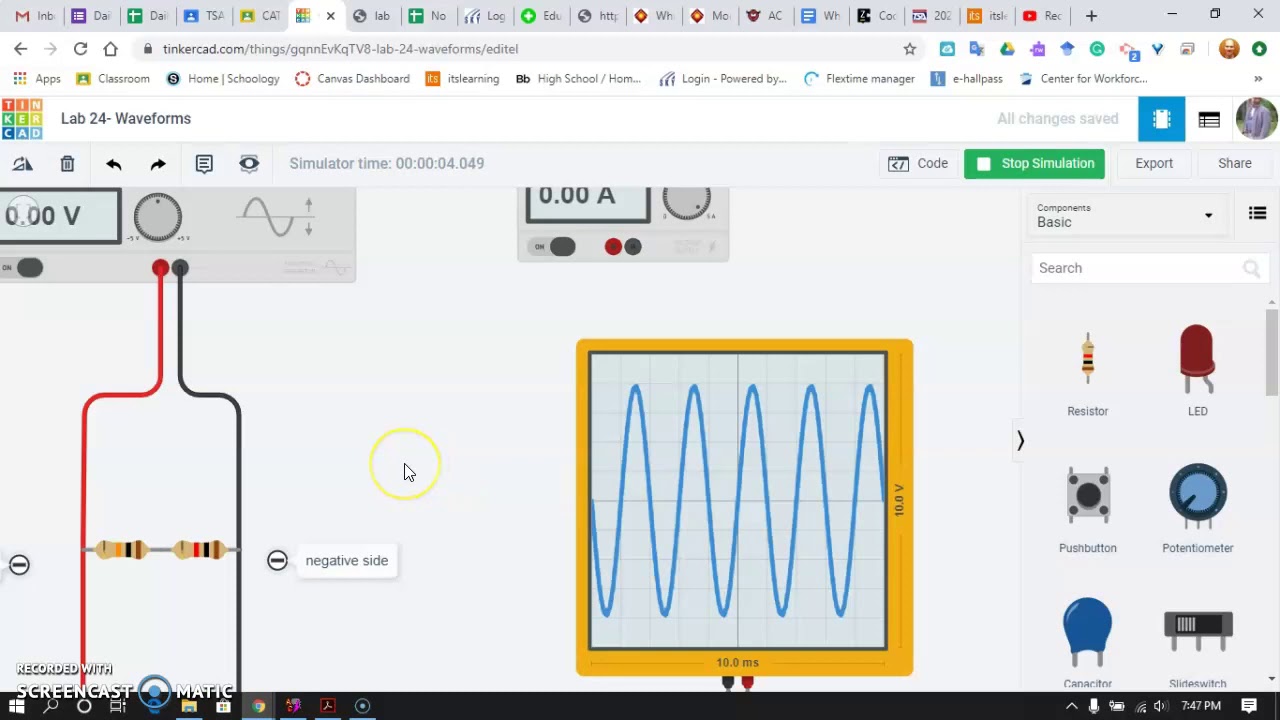 Exercise 24 pt 2- AC Signals- TinkerCAD