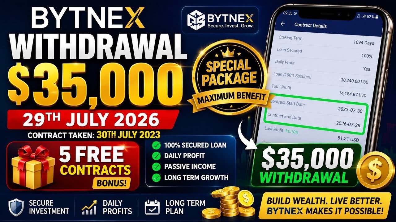 BYTNEX Normal Package Pays $35,000 After 3 Years! 💰 Real Withdrawal Proof Coming ! Earn $525,000🤑