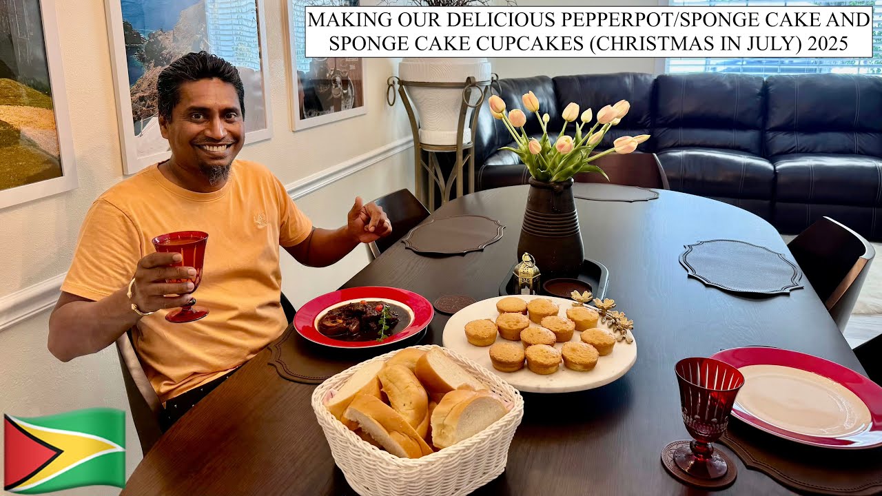 MAKING OUR DELICIOUS PEPPERPOT/SPONGE CAKE AND SPONGE CAKE CUPCAKES (CHRISTMAS IN JULY) 2025