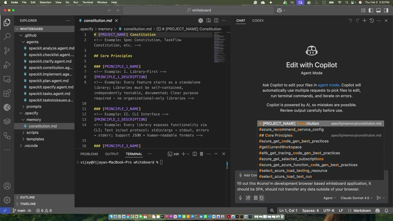 Creating a Browser-Based Whiteboard App | GitHub SpecKit | Spec Driven Development