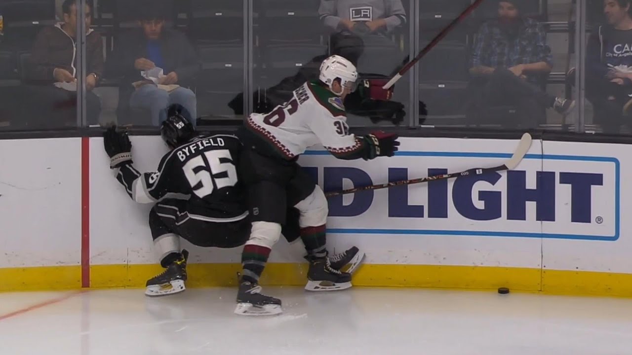 Quinton Byfield Helped Off The Ice