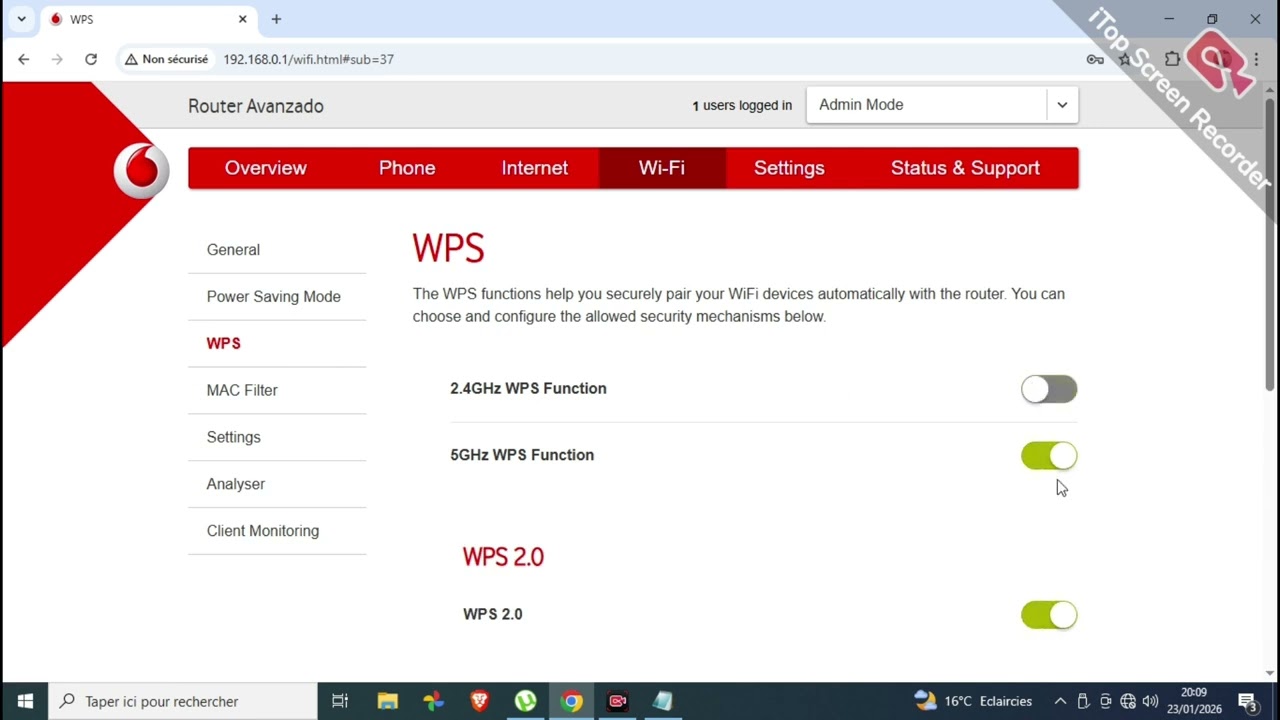 Configuration vodafone h500s as point d'accès wifi gigabit wan activités 