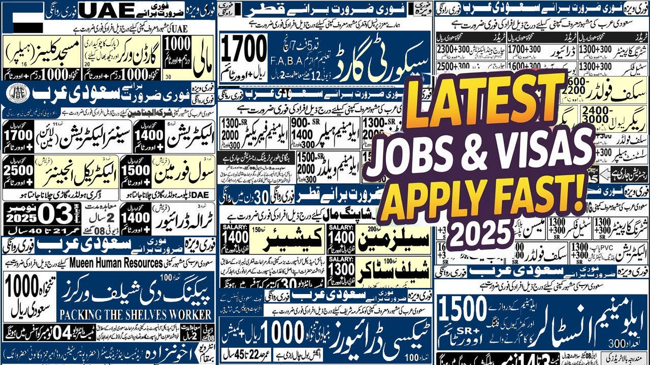 Qatar, UAE & Saudi Latest Visas | Electrician, Driver, Security Guard & All Gulf Jobs for Pakistanis