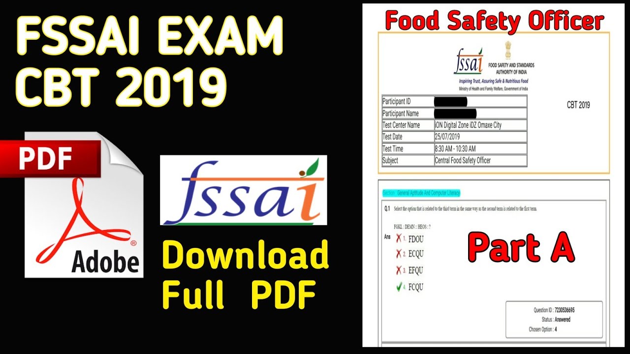FSSAI Exam CBT 2019 Part A Paper Discussion: Central Food Safety Officer Paper