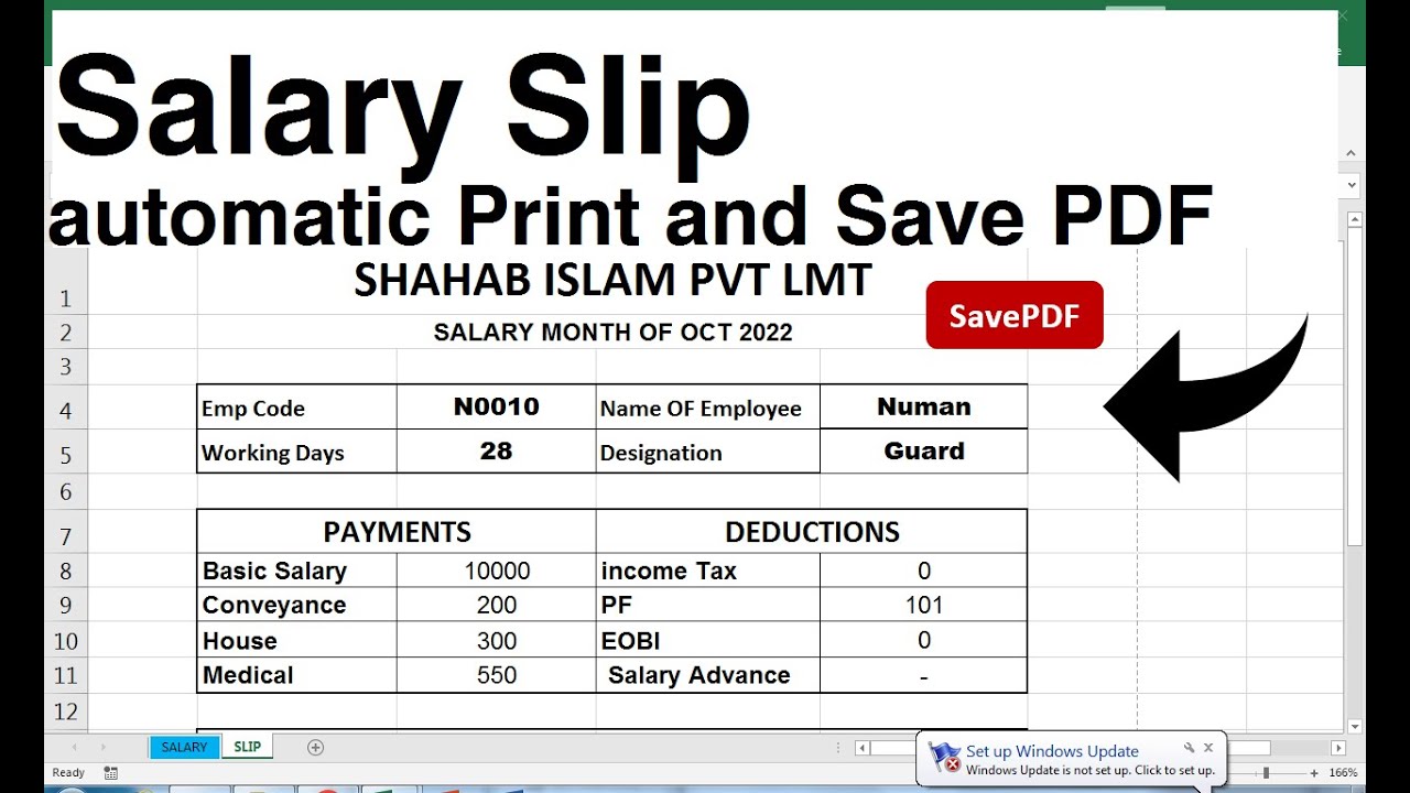 automated payslip in excel | vba code to get pdf of salary slip and save into Folder