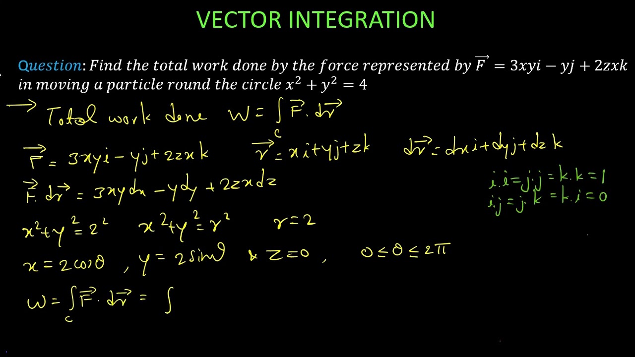 How to find work done vector integration example