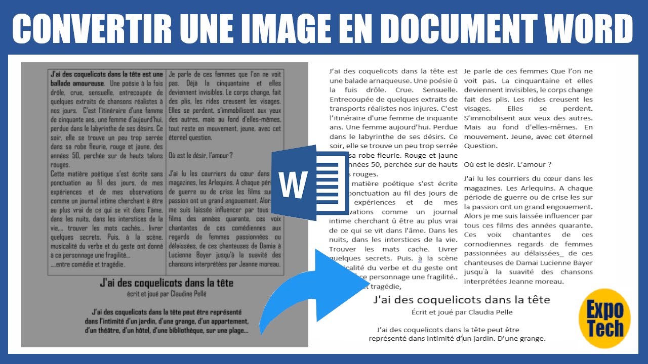 Convertir une image/photo en un document Word modifiable avec Word