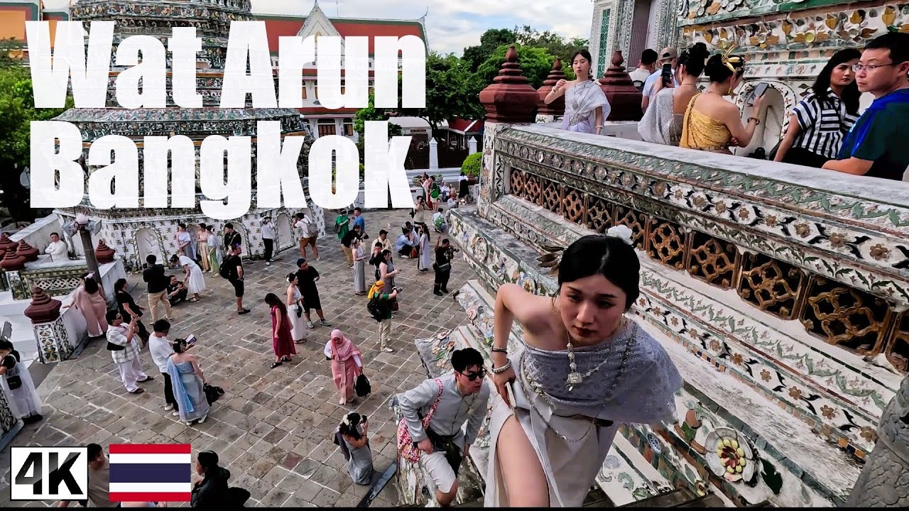 ☀️4K 🇹🇭 Wat Arun, Bangkok | Temple of Dawn, Iconic Thai Temple | Walking Tour Thonburi Thailand