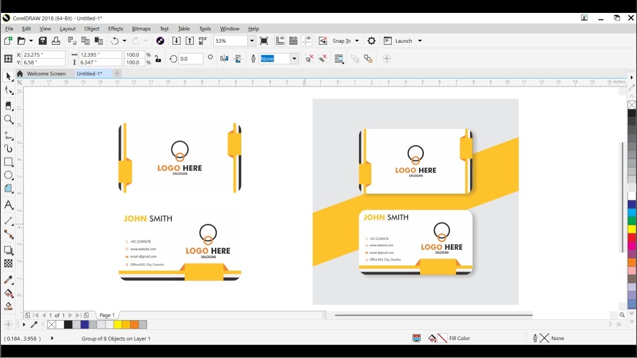 Business Card Design In CorelDRAW | Visiting Card Design | CorelDRAW Tutorials #coreldraw