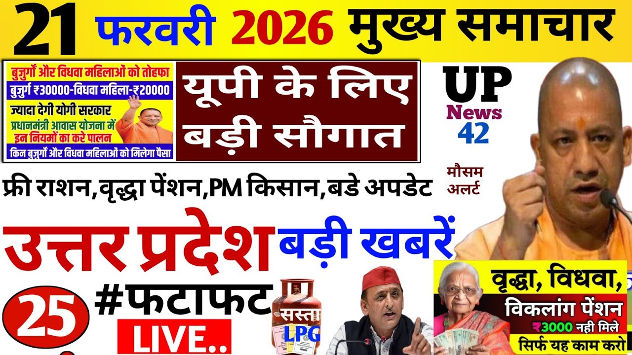Up Breaking News 21 फरवरी 2026 | Uttar Pradesh News | Today Up News | Cm Yogi | Pm Modi News,