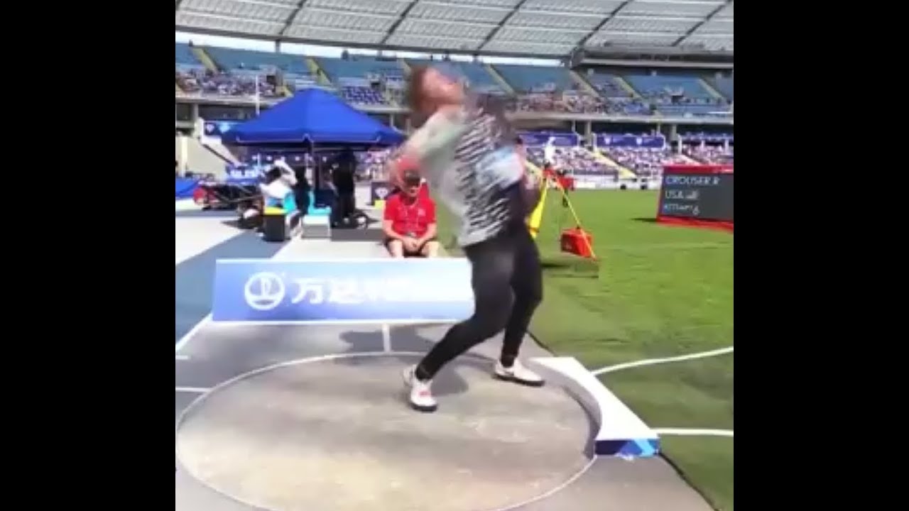 Ryan Crouser 22 52 side view slo mo Shot put