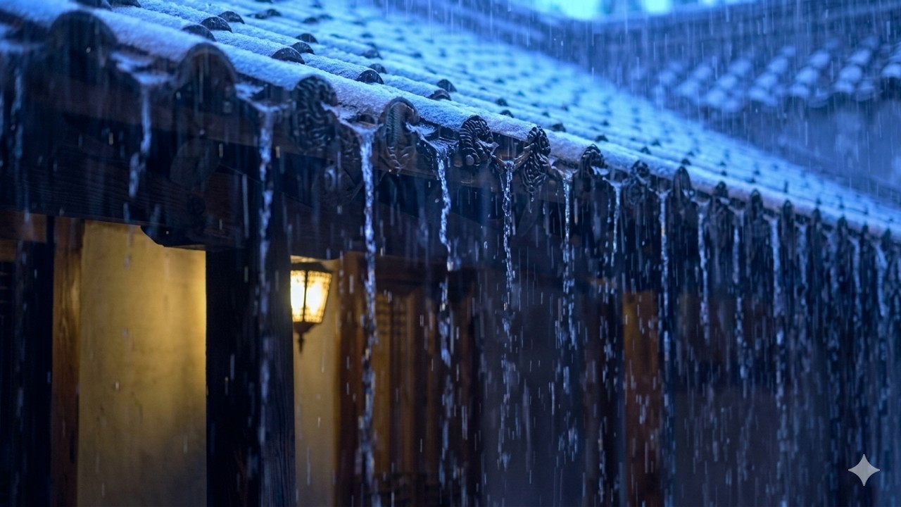 Barulho de Chuva Suave contra Insônia e Sono Profundo – Som de Chuva Noturna no Telhado de Telha