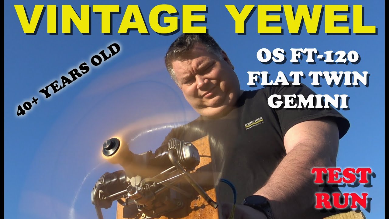 OS FT-120 FLAT TWIN Gemini four stroke glow engine 40+years old TEST RUN