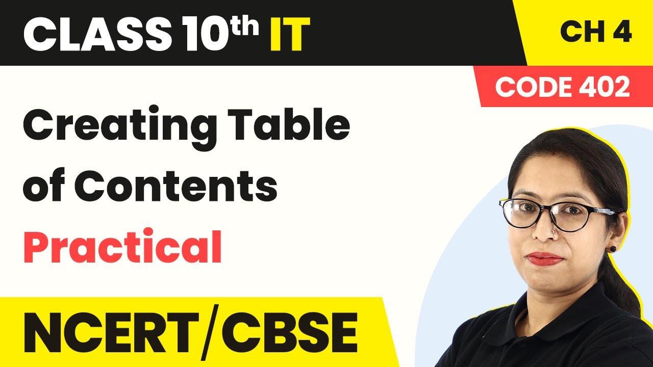 Class 10 IT Chapter 4 | Creating Table of Contents - Practical | Class 10 IT Book Code 402(2022-23)