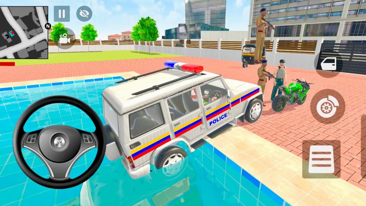 Bike car game Franklin took out the Indian police car game from the side of the truck Mahindra Thar