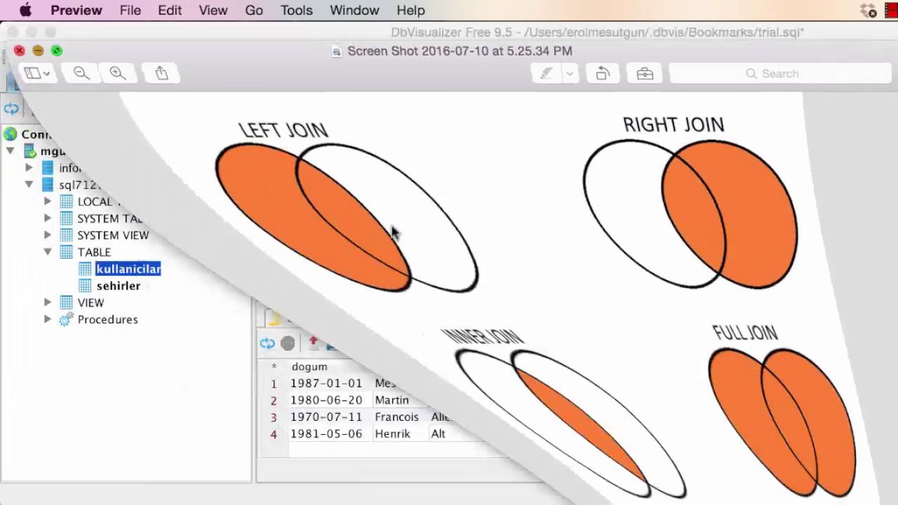 Yakın Kampüs - MySQL - Ders 8: RIGHT/LEFT/FULL/INNER JOIN, UNION, AS, COALESCE