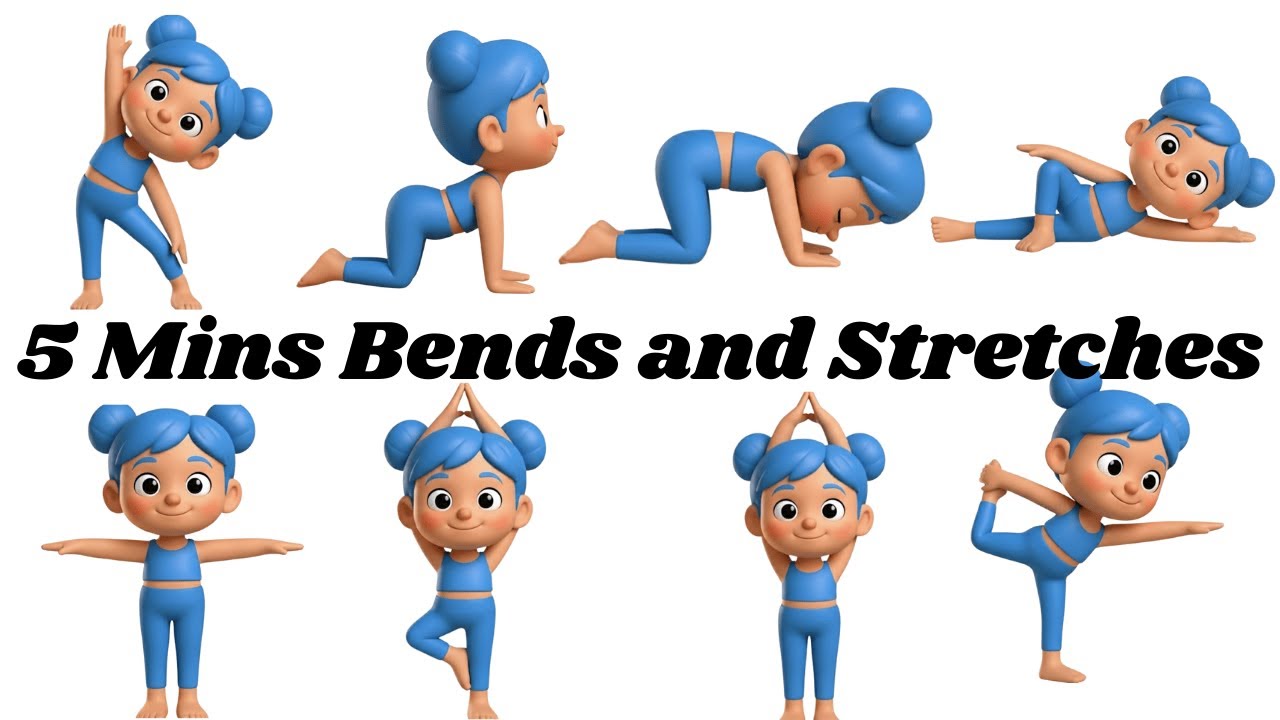 5 Mins Bends and Stretches for Kids & Teens | Easy Stretching Yoga | Yoga By Lilly