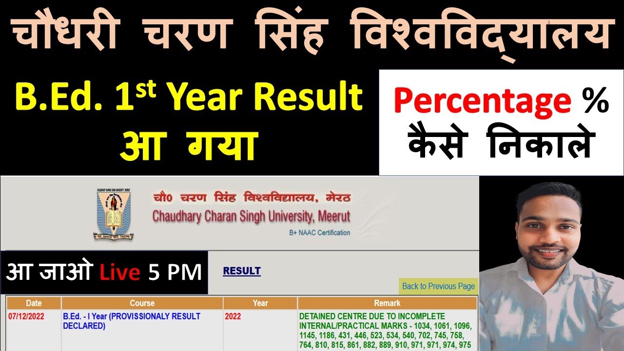 BEd 1st Year Result 2022 CCS University How to Calculate Percentage marks #ccsu #ccsubed