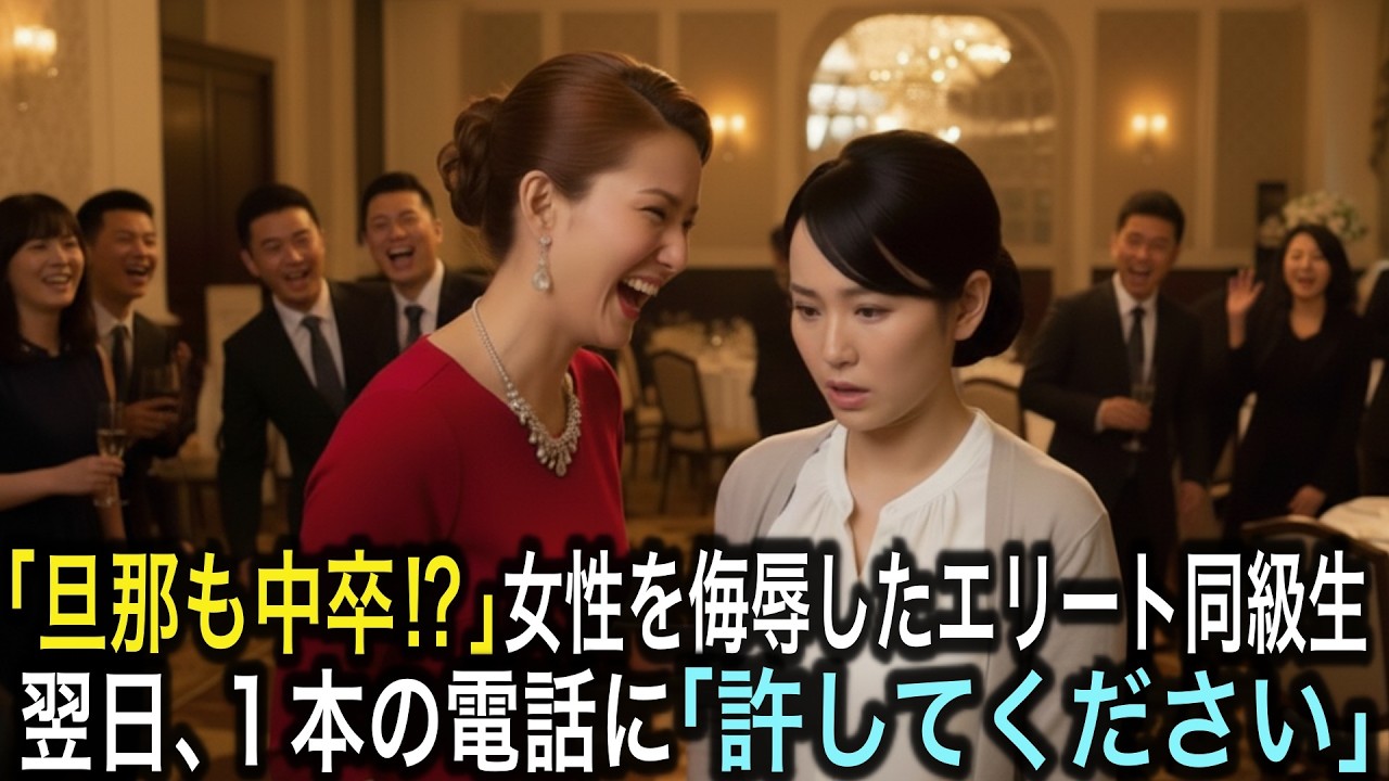 「旦那も中卒なの？」同窓会でエリート社員の同級生に侮辱された女性。翌日、50億円の契約破棄で役員全員凍りつく