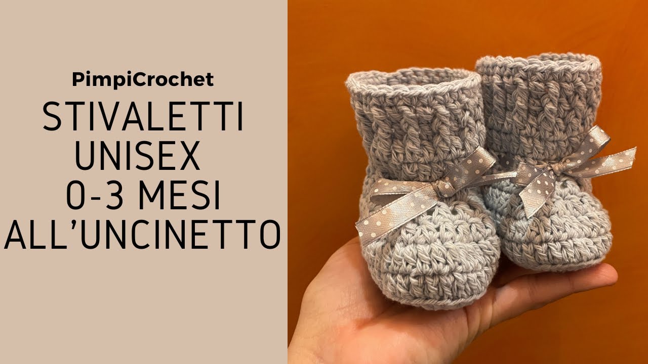 Stivaletti unisex 0-3 mesi all'uncinetto|PimpiCrochet|