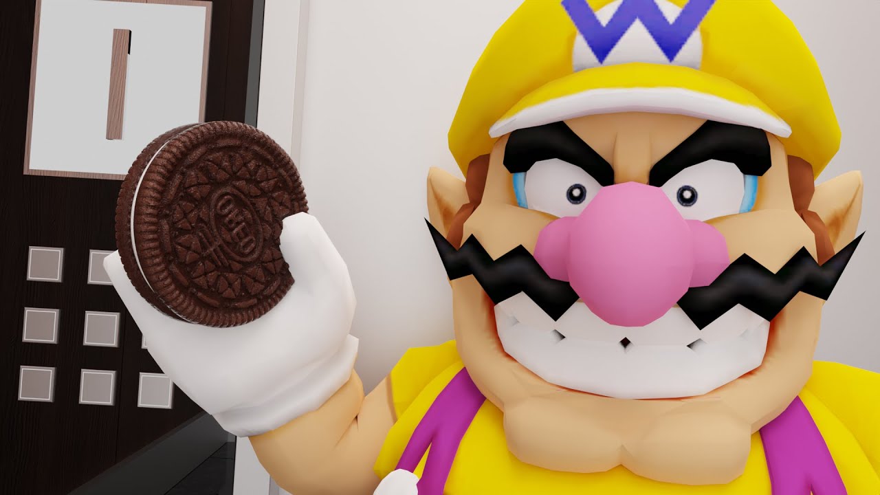 Wario dies in a falling elevator while enjoying Oreos (Animated)