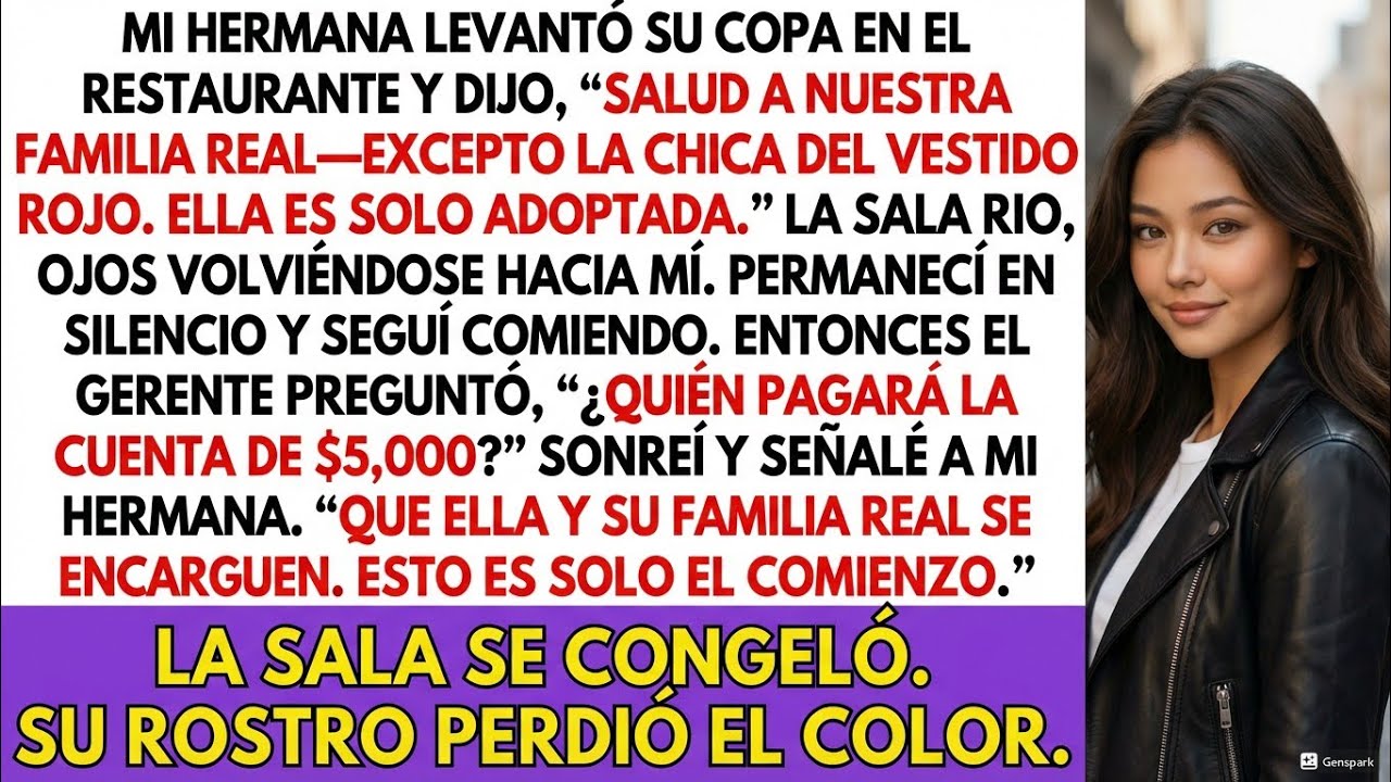 Mi hermana me humilló en la cena diciendo que no era familia por ser adoptada. Así que...