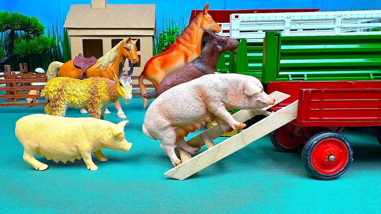 3 Tractors Transporting Farm Animals! Cows, Pigs, Horses, Goats & Chickens Move to New Farm | Part 1