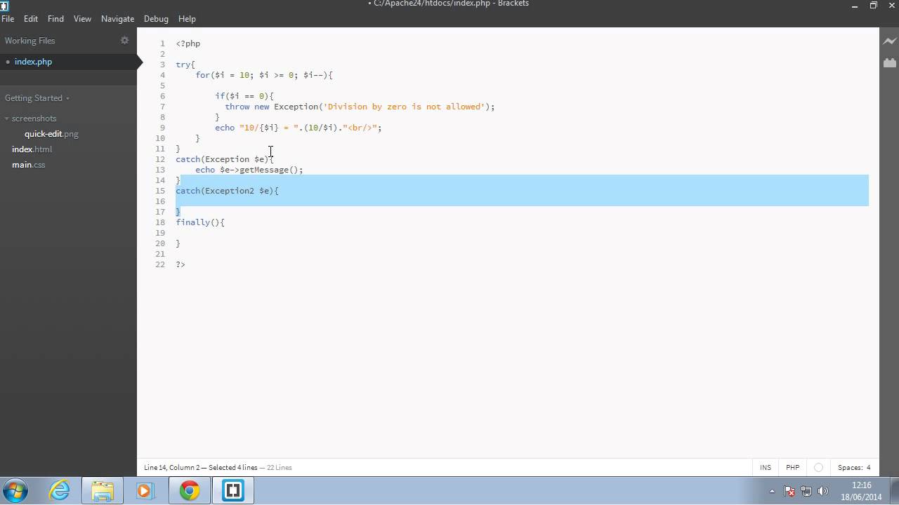 Php Tutorial - Exceptions finally
