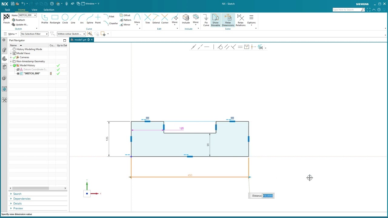 Siemens NX 2008- Sketcher Relations Tip: Relax Dimensions