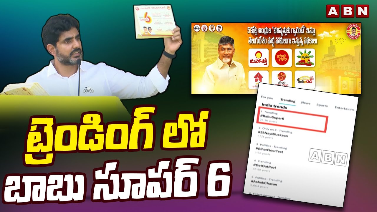 ట్రెండింగ్ లో బాబు సూపర్ 6 | Babu Super 6 Trending In Social Media | #Babusuper6 | ABN Telugu