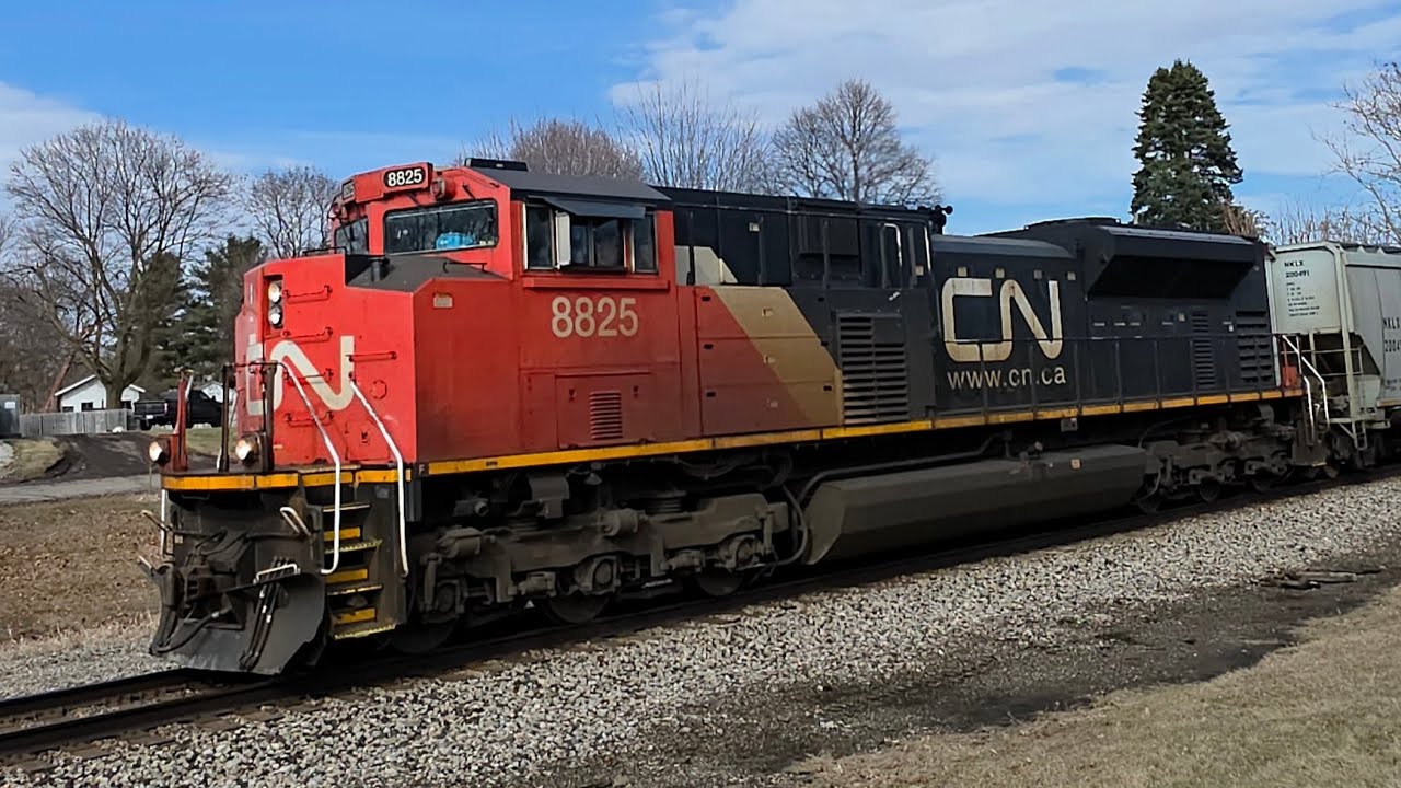 Canadian national westbound G875 8825+mid DPU 2235 Bancroft Michigan February 27 2026