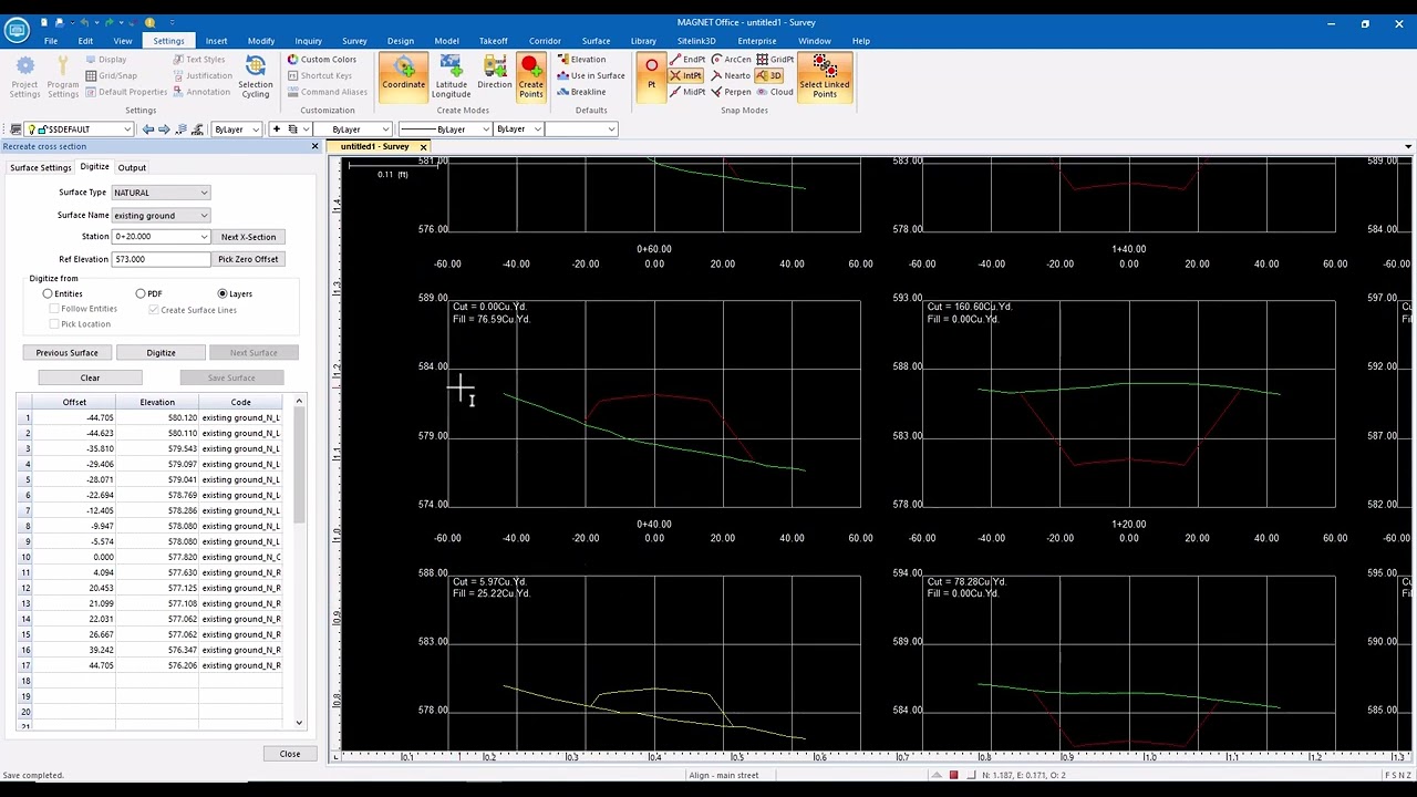Cross Section Sheets to Data for Topcon
