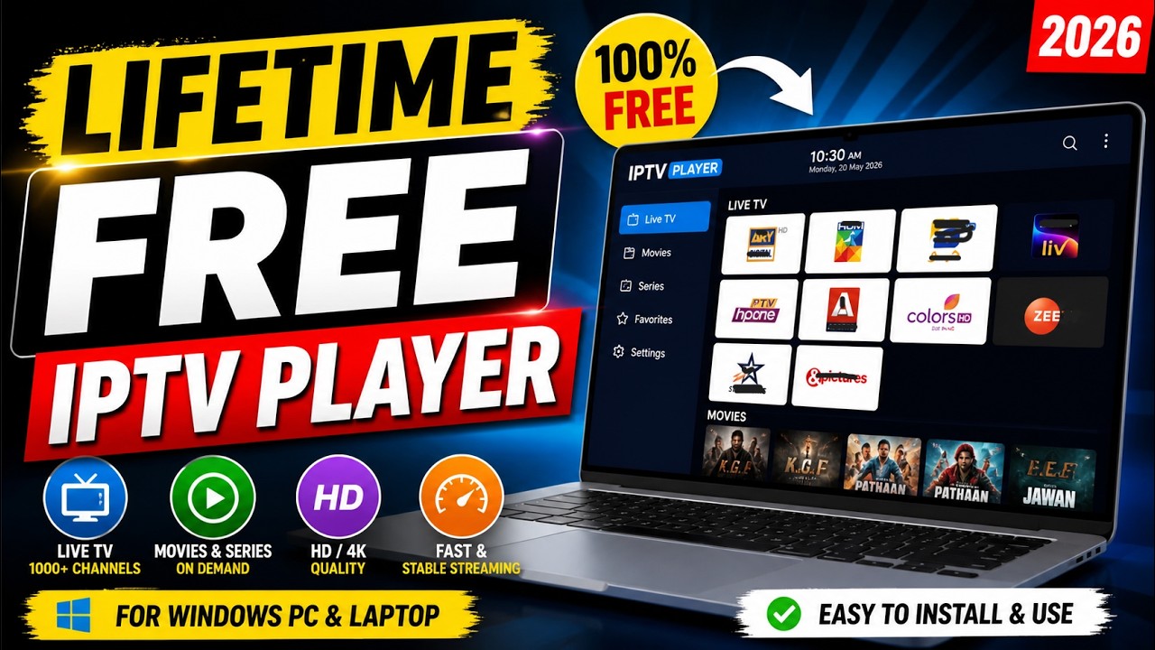 Best FREE IPTV App for Windows PC & Laptop (Lifetime Free) 2026