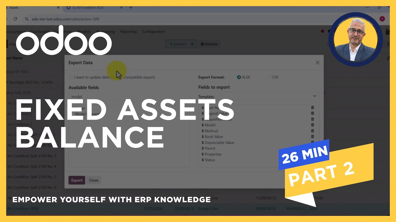Upload Fixed Assets Opening Balance at Odoo 18 - رفع الأرصدة الافتتاحية للأصول الثابتة على أودوو 18
