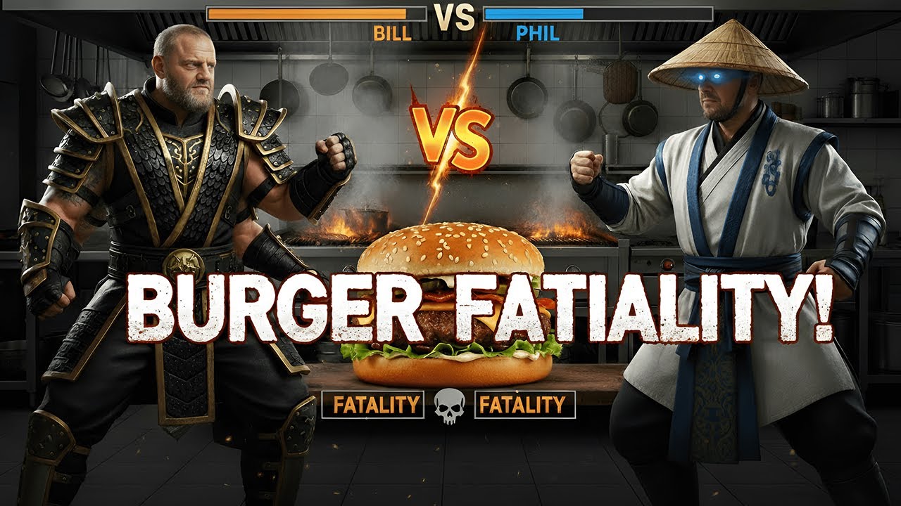 BURGER FATALITY 🔥 Epic Mortal Grill Battle | Bill vs Phil | Who Survives the Flame?
