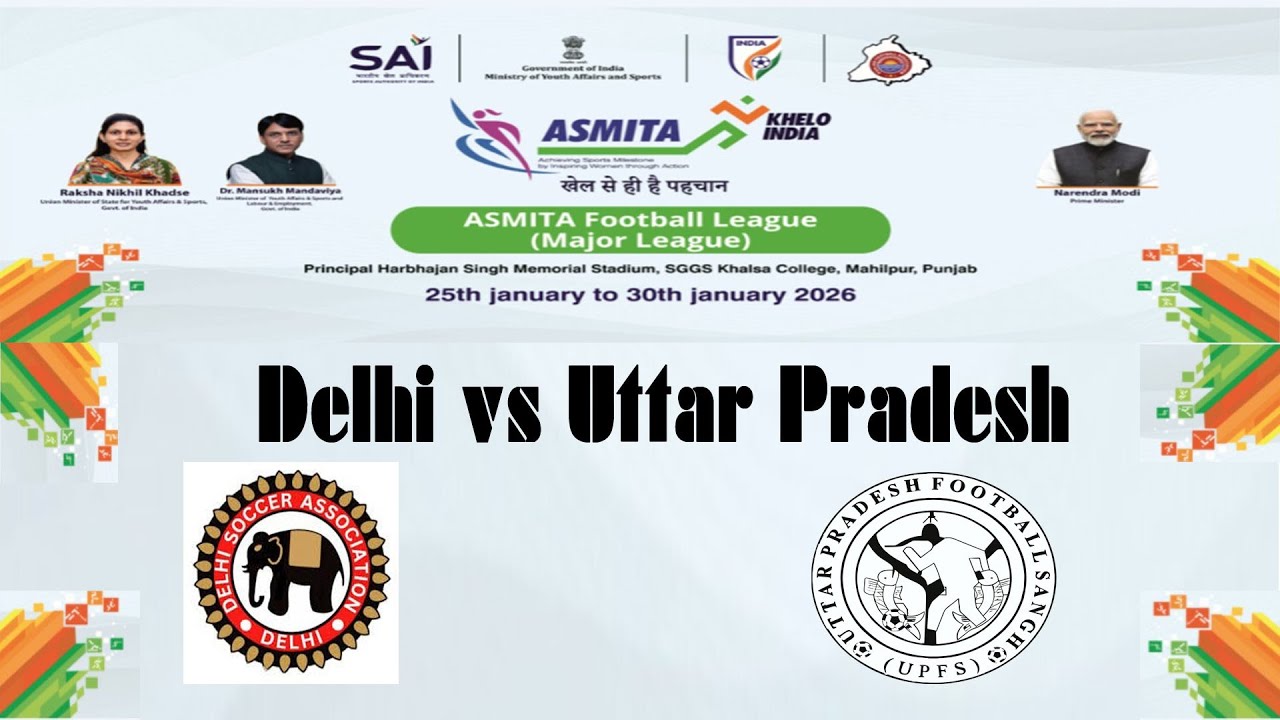 LIVE🔴Delhi vs UP | Under-13 ASMITA Zonal Football League 2025-26-Mahilpur, Punjab (North Zone)