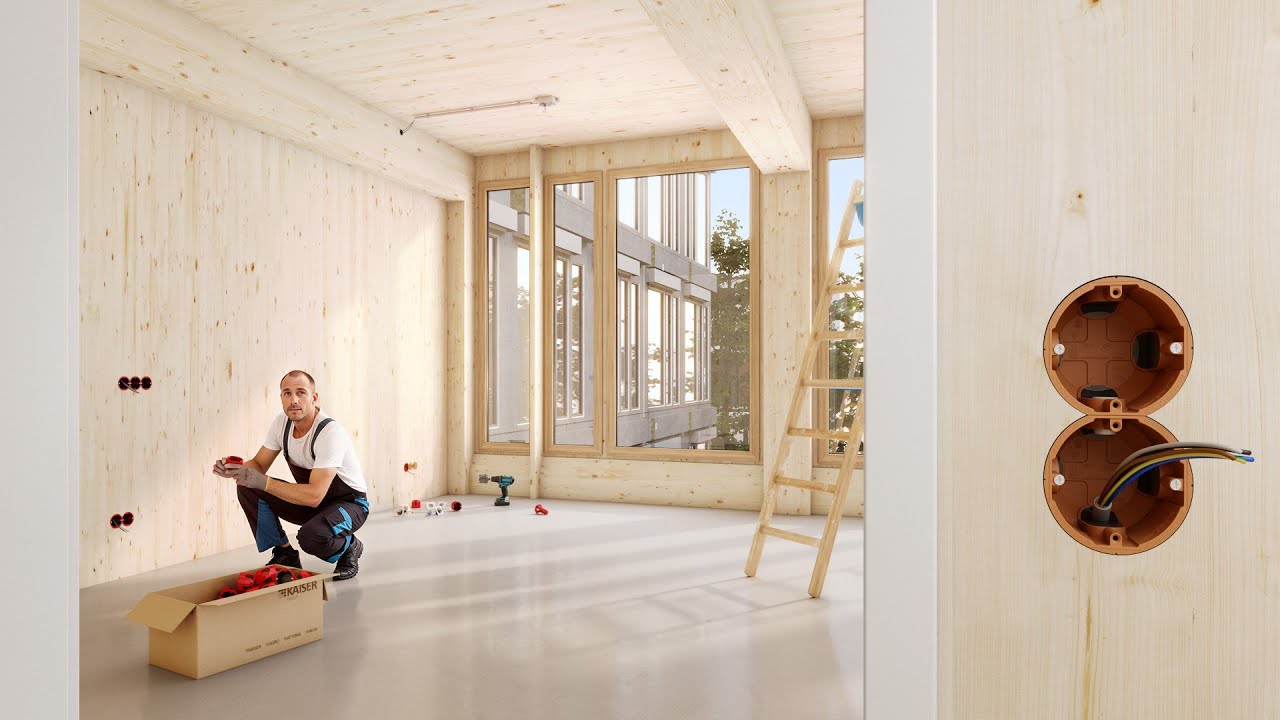 Electrical installation in industrial prefabricated timber construction. – Trailer