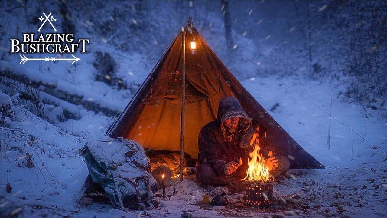 Snowy Bushcraft Camp / Lavvu Half Shelter