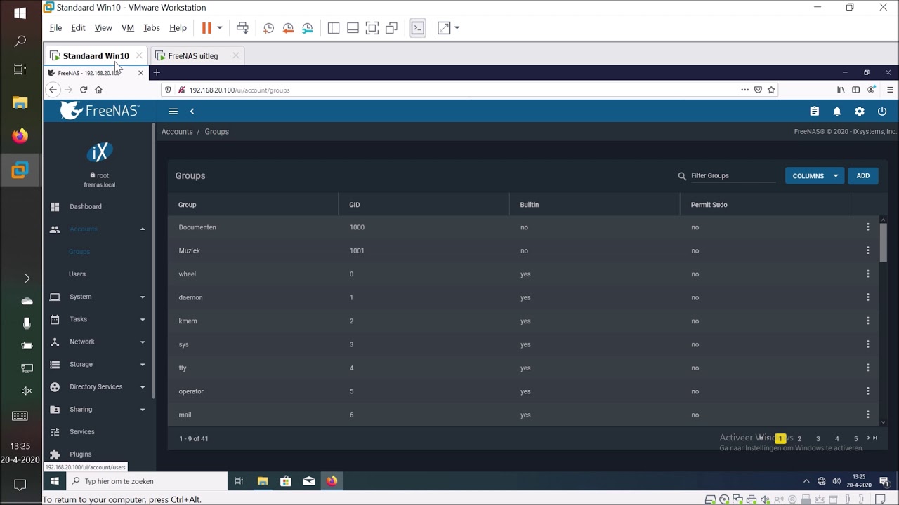 Basisconfiguratie FreeNAS (versie 11.3-U2)
