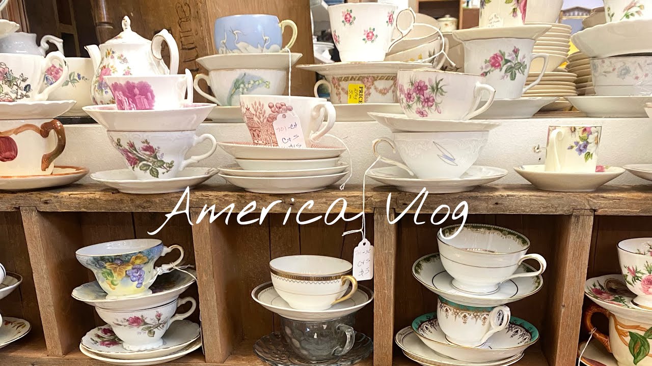 アメリカ暮らし🇺🇸| 可愛い食器とインテリアに出会えるアンティークショップへ #antiquemall #アンティーク