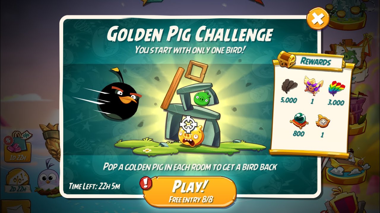 Golden Pig Challenge with Bomb - No gems spent 😻 - Angry Birds 2 
